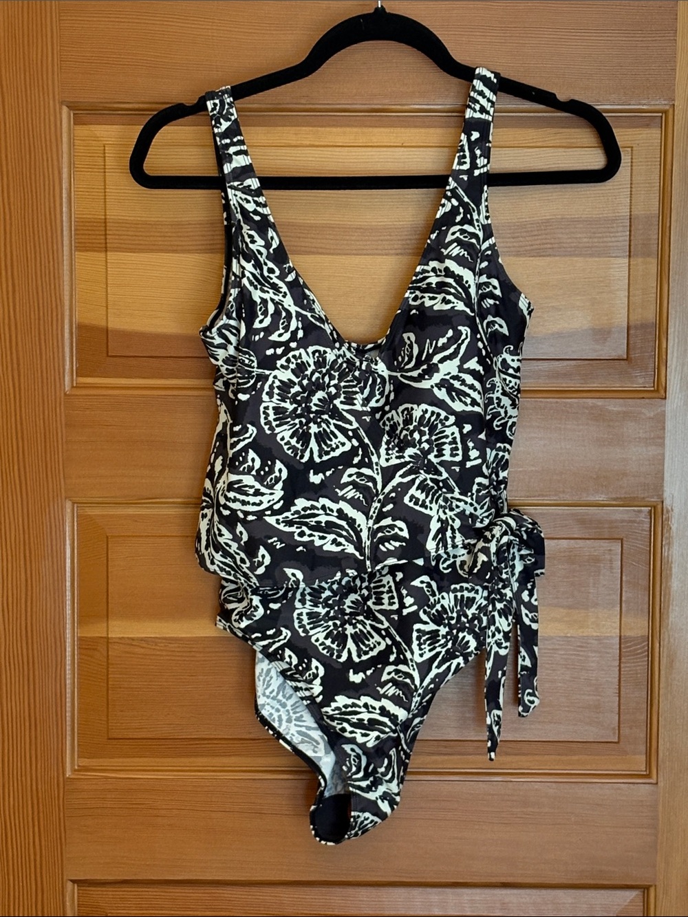 summersalt Black and Cream Floral One-Piece Swimsuit